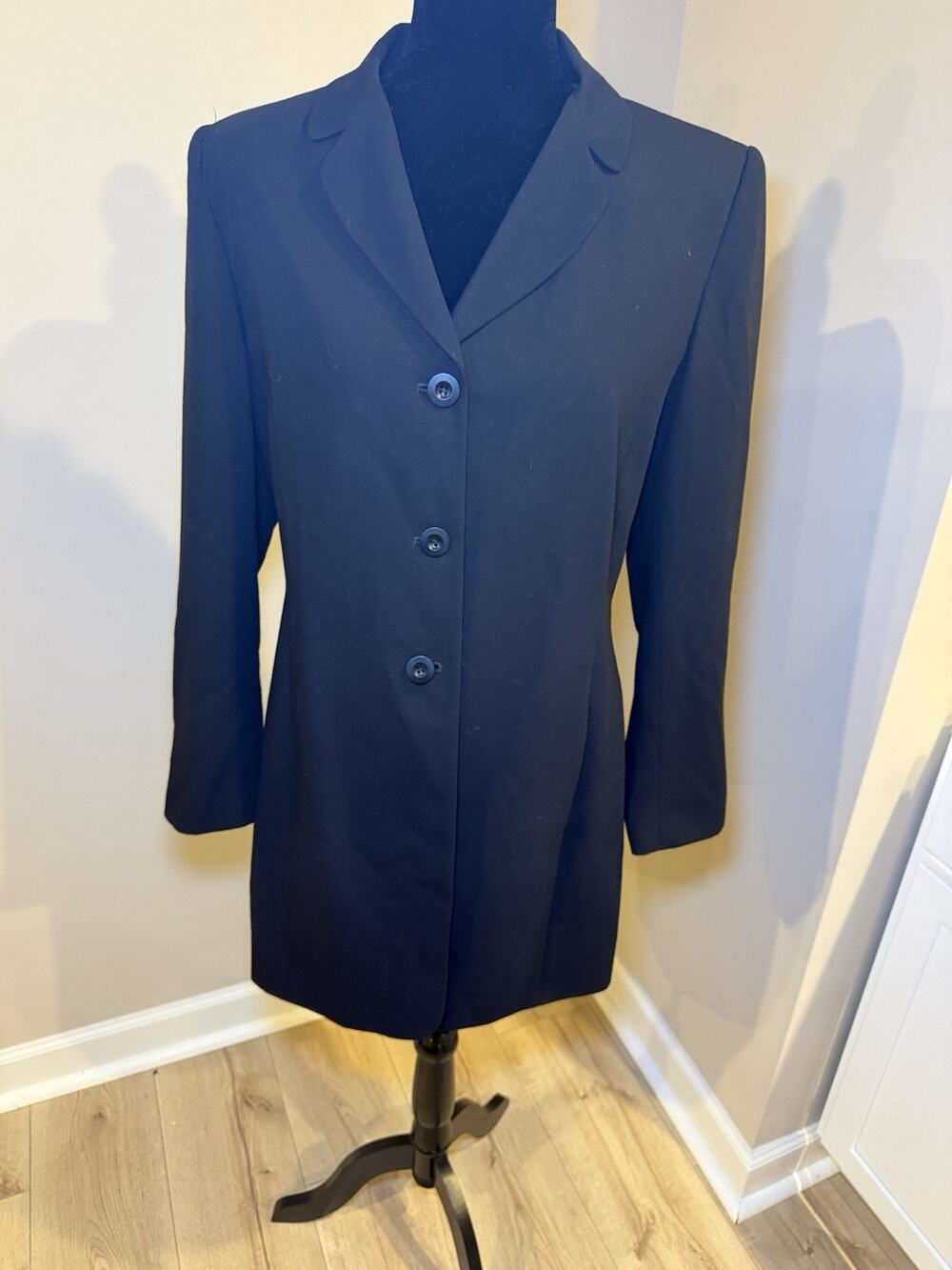 Vintage First Issue Liz Claiborne Blazer Women’s 12 Black Longline Shoulder Pads